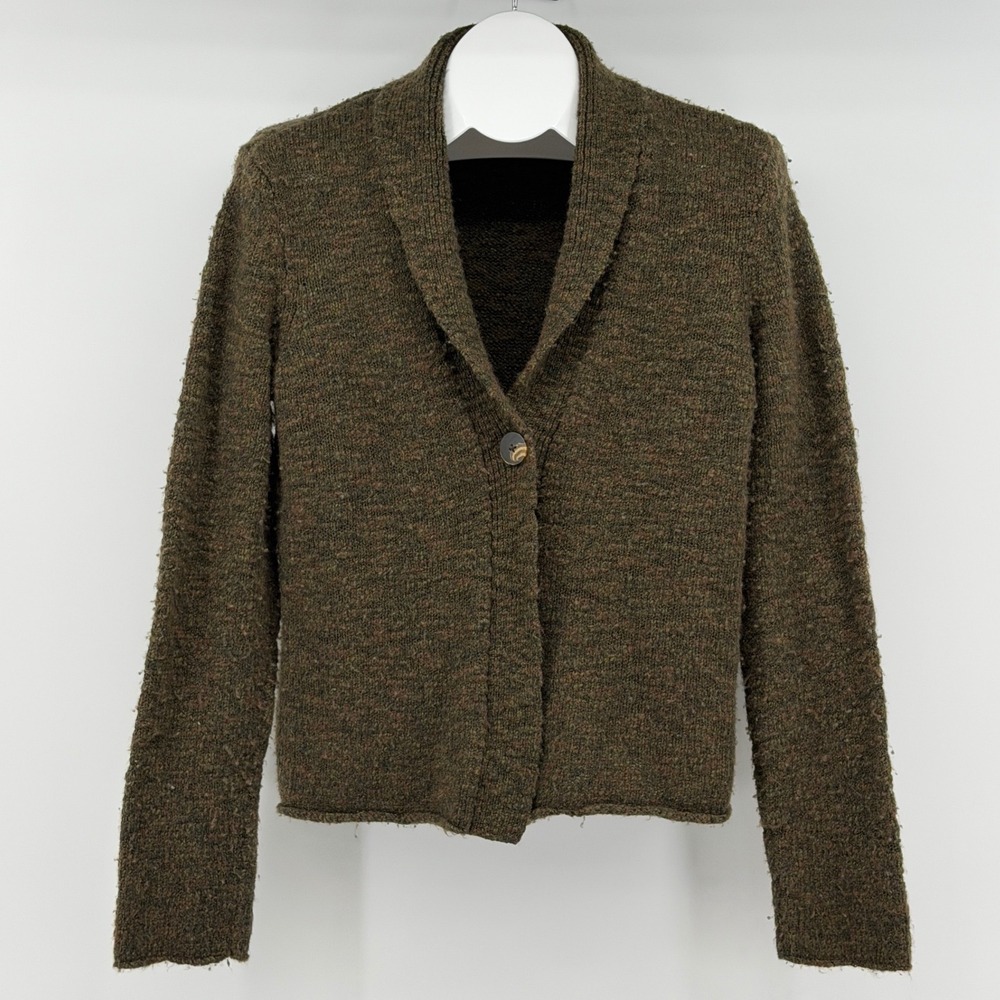 J.JILL Alpaca Wool Blend Gray Sweater Womens M Cardigan One Button Casual